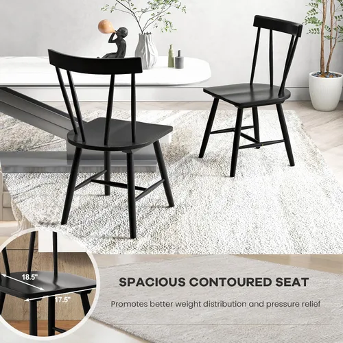 Vista 6 de NAFORT Juego de 2 sillas de comedor de madera, sillas Windsor modernas con respaldo de eje alto, asiento contorneado grande, carga máxima de 330