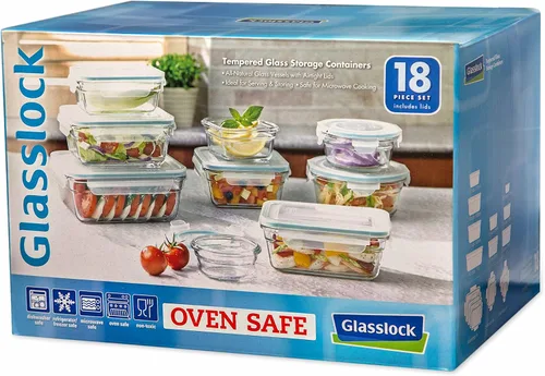 Vista 3 de Snaplock Tapa Templada Glasslock Contenedor de Almacenamiento Hermético 18pc Set Anti Derrame Microondas y Horno Seguro BPA Libre