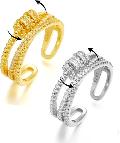 Vista 8 de LIU JUN Jansio Threanic Triple-Spin Ring, Magnetic Zircon Shaping Cross Full Moissanite Spinner Fidget Rings to My Daughter Open Anti Anxiety
