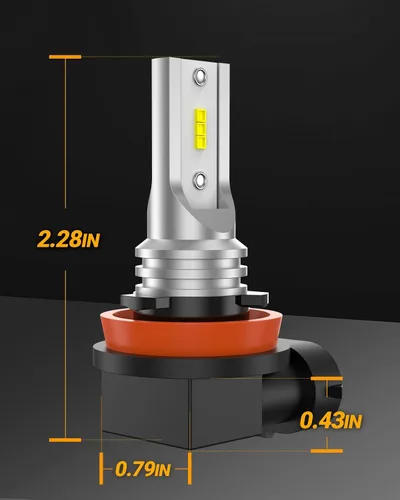 Vista 8 de SEALIGHT Bombilla antiniebla LED H11 H16, tamaño mini real 1:1, 6500 K, blanco frío, 6000 lúmenes, luces antiniebla LED H8/H16 para automóviles