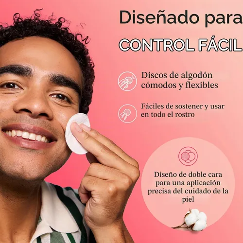 Vista 4 de Swisspers - Círculos exfoliantes premium de algodón – 80 unidades (paquete de 3) – 100% algodón puro, almohadillas de superficie de doble cara