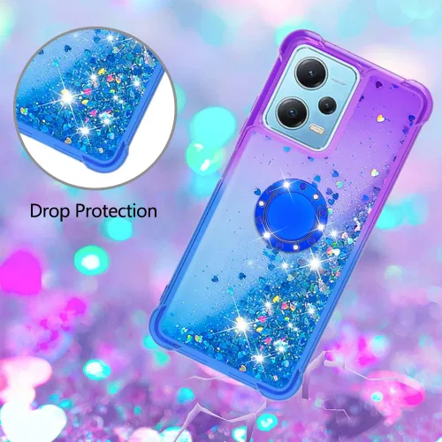 Vista 5 de Funda delgada para Redmi Note 12 4G, brillante efecto arenas movedizas TPU con cuatro esquinas protección anticaídas pesada para Redmi Note 12 4G