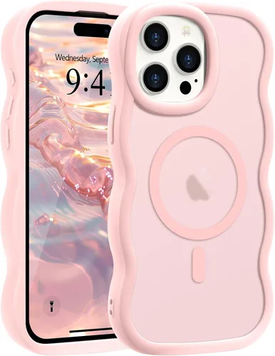 Vista 93 de Pepmune - Funda para iPhone 12 Pro Max con marco ondulado y estructura rígida, color mate claro, cubierta trasera unisex, compatible con Magsafe