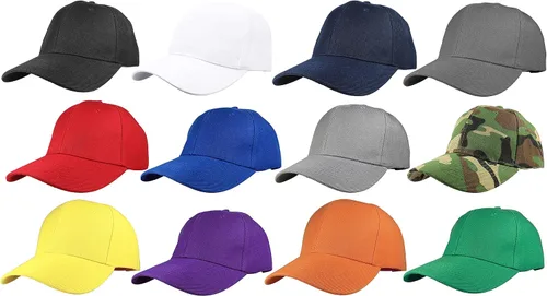 Vista 49 de Gorras de béisbol con correa trasera ajustable, lisas, negras, 12