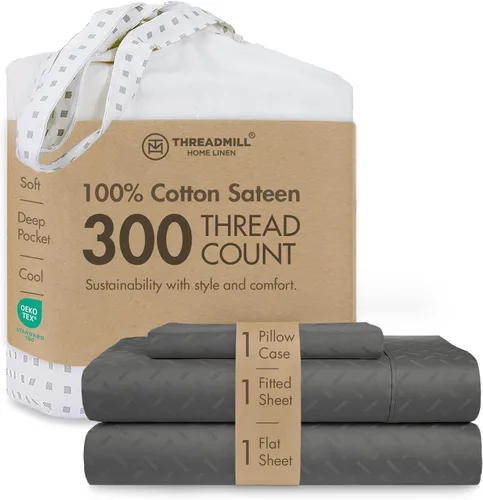 Vista 77 de Threadmill Juego de sábanas de algodón Twin Sábanas 100% algodón para cama tamaño Twin Juego de sábanas de satén jacquard damasco con bolsillo