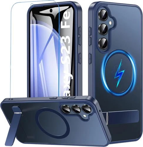 Vista 26 de OWKEY Funda magnética para Samsung Galaxy A15 5G con protector de pantalla y soporte, funda magnética para protección de grado militar Magsafe a