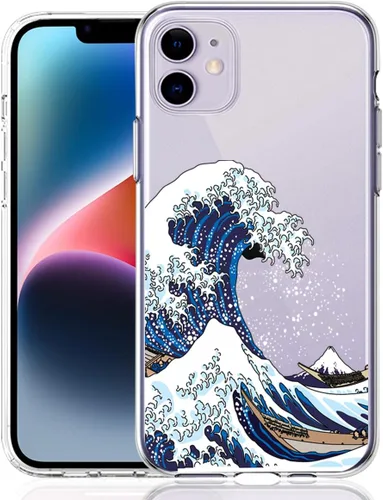 Vista 14 de Compatible con iPhone 11, funda transparente con flores florales a prueba de golpes, parte trasera dura, delgada, bonita funda transparente