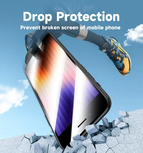Vista 5 de MAGIC JOHN Paquete de 2 protectores de pantalla para iPhone SE 3/SE 2 (edición 2022/2020), vidrio templado para iPhone 7/8/6, eliminación automática