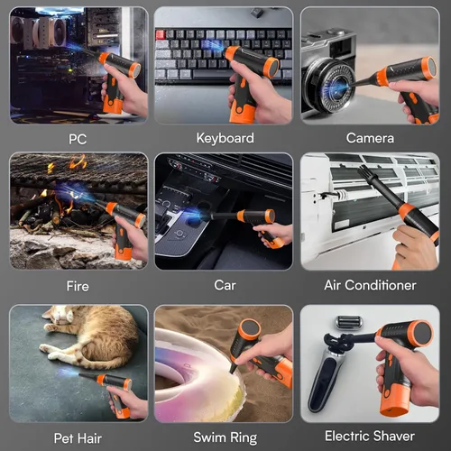 Vista 9 de Plumero de aire eléctrico para PC, plumero de aire comprimido (naranja)