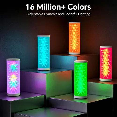 Vista 6 de WORLD WIN Prism Glow - Lámpara de mesa RGB – Luz nocturna inteligente que cambia de color para dormitorio, sala de estar y configuración