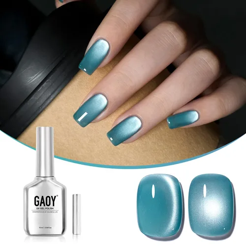 Vista 22 de GAOY Esmalte de uñas de gel Brown Cat Eye, 4629 azul ámbar, 0.5 fl oz Ámbar azul