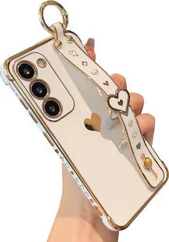 Vista 7 de DEFBSC Funda compatible con Samsung Galaxy S23, con borde galvanizado con correa para la muñeca, protección completa de la cámara, esquinas