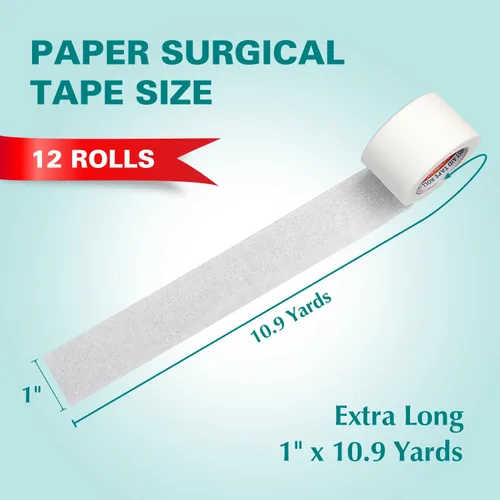 Vista 2 de General Medi Cinta quirúrgica de papel suave de 1 pulgada x 10.9 yardas, adherencia suave (12 rollos)