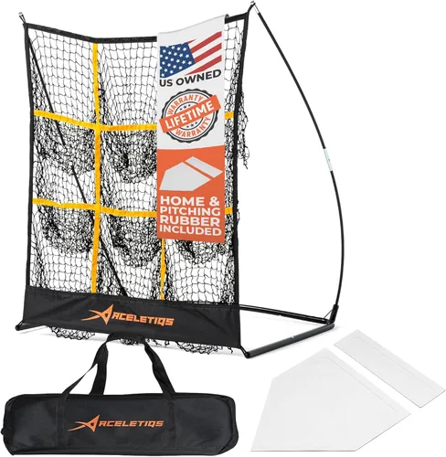 Vista 9 de Red de béisbol de lanzamiento con 9 objetivos, diseño flexible para portabilidad, equipo de entrenamiento de softbol para jóvenes y adultos, bolsa