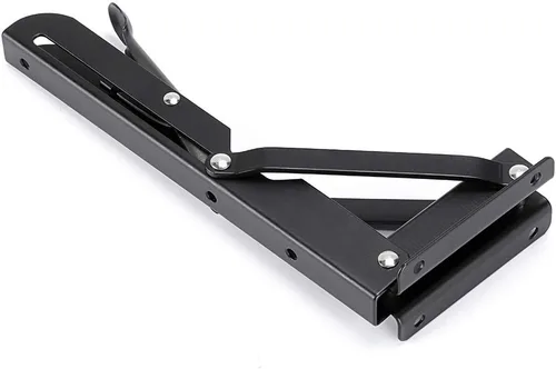 Vista 7 de Sumnacon - Soportes plegables resistentes, soportes de estante de metal negro de alta resistencia para mesa y banco, escuadra triangular de 8