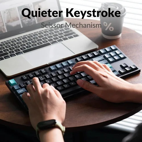 Vista 4 de Keychron B33 2.4 GHz Wireless Bluetooth Keyboard Silent Typing 80% TKL Layout Launcher Support Ergonomic Angle Compatible for Mac Windows Linux-Deep