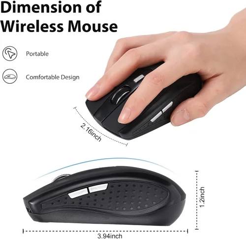 Vista 3 de Macarrie Paquete de 8 ratones inalámbricos para computadora portátil de 1200 dpi, mouse inalámbrico a granel con 6 botones incluidos, receptor USB