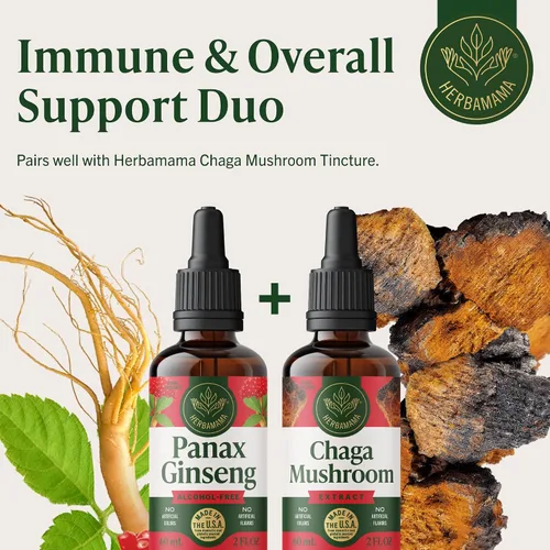 Vista 10 de HERBAMAMA Panax - Tintura de raíz de ginseng – Apoyo energético vegano con extracto de ginseng rojo coreano gotas líquidas – Suplemento de apoyo