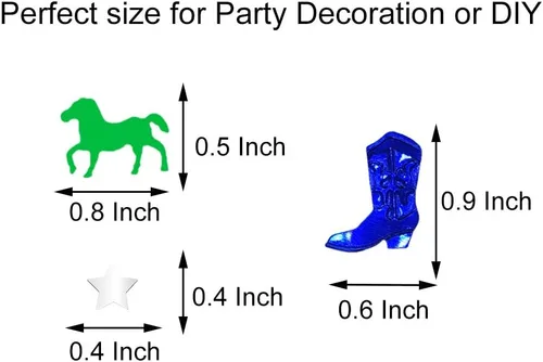 Vista 3 de Confeti Western Confetti West Cowboy Patrick Horse Boot Table Confetti Party Favor 1.5 onzas