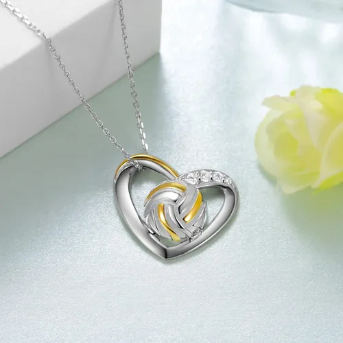 Vista 3 de CVRAVO Collar de voleibolraqueta de tenissoftbol de plata de ley 925 para mujer, joyería deportiva, regalos para hija, niñas, fanáticos