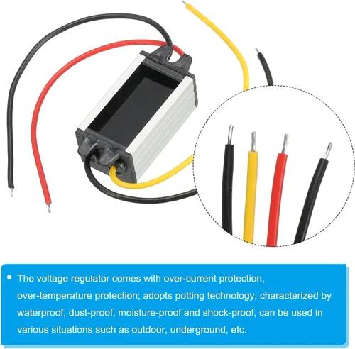 Vista 5 de PATIKIL DC 12V 24V a DC 5V 1A 5W convertidor de energía regulador de aluminio Shell para sistema solar LED