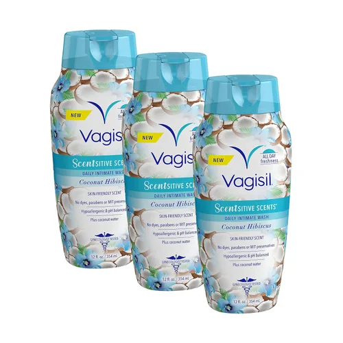 Vista 7 de Vagisil Jabón de Lavado Femenino para Higiene del Área Íntima, Aromas Sensibles, pH Equilibrado y Probado por Ginecólogos, Coco Hibisco, 12 onzas