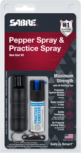 Vista 9 de SABRE Pepper Spray - Quick Release Keychain for Easy Carry & Fast Access, Max Police Strength Self Defense OC Spray with UV Dye, 10 Sec. Spray Time