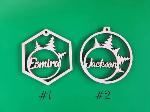 Vista 2 de Personalized Christmas Bauble, Wooden Name Ornament for Christmas Stocking