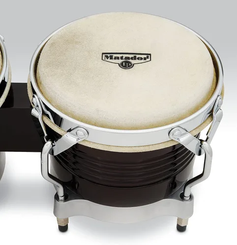 Vista 3 de Latin Percussion M201 LP Matador Wood Bongos - Marrón Oscuro/Cromo 8.625 pulgadas