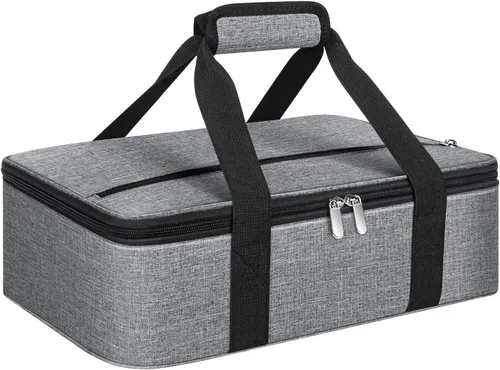 Vista 29 de Porta cacerolas aislado, porta ollas portátil para alimentos calientes o fríos, bolsa de lasaña para almuerzo para fiestas de comida, se adapta a