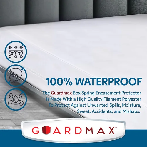 Vista 5 de Guardmax Funda Premium para Somier - Tamaño Individual Impermeable y a Prueba de Chinches con Cremallera Funda para Somier - Protector de Somier