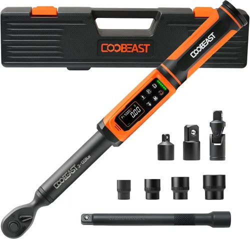 Vista 10 de coobeast - Llave dinamométrica digital de 1/2 unidad (3.76-250.8 pies libras/5.1-340 Nm)