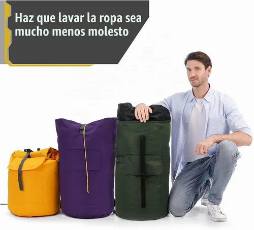 Vista 6 de Mochila para lavandería, 115L, resistente, extra grande, bolsa de ropa sucia con correas para el hombro, bolsa de ropa sucia con cierre de cordón