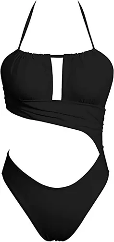 Vista 5 de Traje de baño sexy de moda para mujer, traje de baño ajustado para playa, halter dividido, bikini de dos piezas con estampado