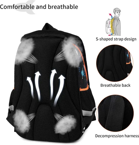 Vista 4 de Mochila infantil para niños de primaria kínder, preescolar, 16 pulgadas, multifuncional, bonita gran capacidad
