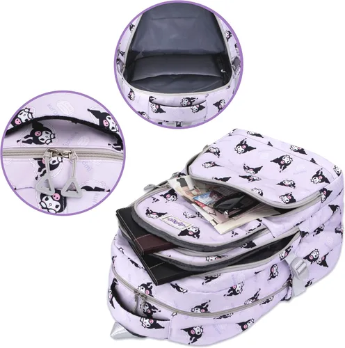 Vista 5 de Roffatide Anime Kuromi - Mochila casual de gran capacidad con estampado de anime para portátil, mochila para viajes, senderismo, mochila