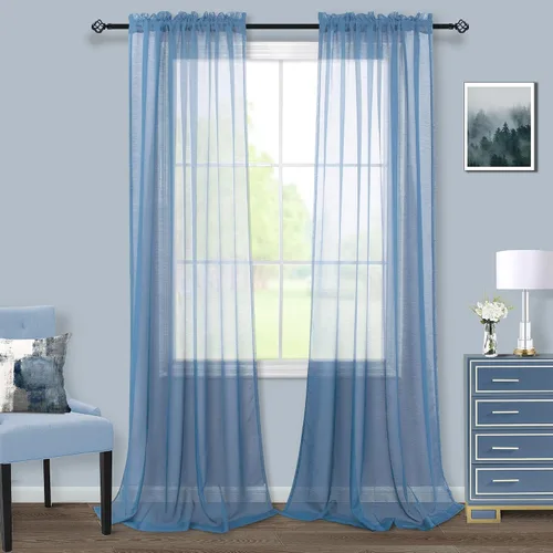 Vista 41 de Cortinas traslúcidas negras de 45 pulgadas de largo para ventanas de baño, juego de 2 paneles, cortinas de media ventana para cocina y dormitorio