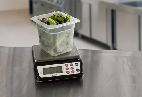 Vista 2 de SAN JAMAR Báscula digital de cocina cuadrada de capacidad de 33 libras, báscula de control de porciones con plataforma de acero inoxidable, pantalla