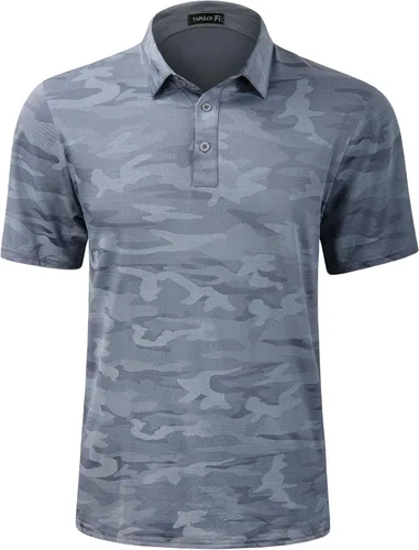 Vista 94 de TAPULCO Camisetas tipo polo de secado rápido para hombre, diseño de camuflaje, atléticas, ligeras, transpirables, casuales, para golf