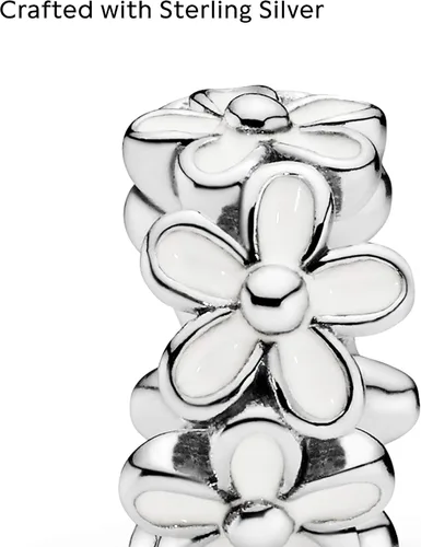 Vista 4 de PANDORA Jewelry - Abalorio espaciador de margaritas blancas Impresionantes pulseras con dijes de flores Encanto perfecto para mamá, hermana, hija