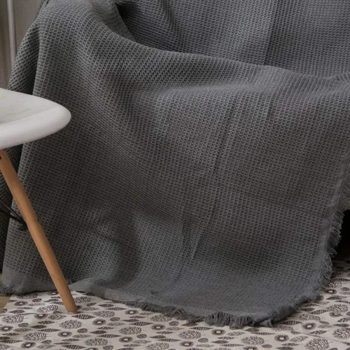 Vista 2 de SVIO-SOFACOVER - Manta de algodón con flecos para sofá, funda rústica de punto, reversible, 53.9 x 72.0 in
