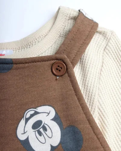 Vista 3 de Disney Conjunto de mono de Mickey Mouse para bebé, 2 piezas, mameluco y camisa de manga larga