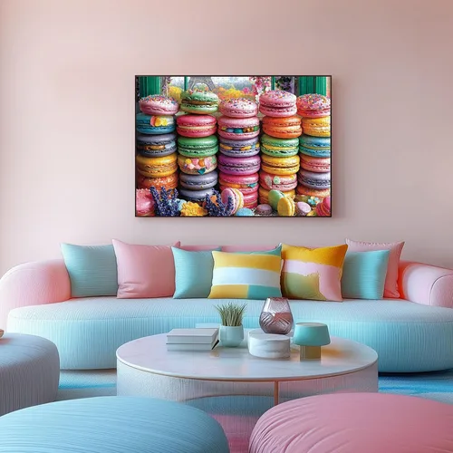 Vista 5 de Rompecabezas de 1000 piezas para adultos, rompecabezas de comida, rompecabezas de paleta de macarrón 1000 piezas, rompecabezas creativos
