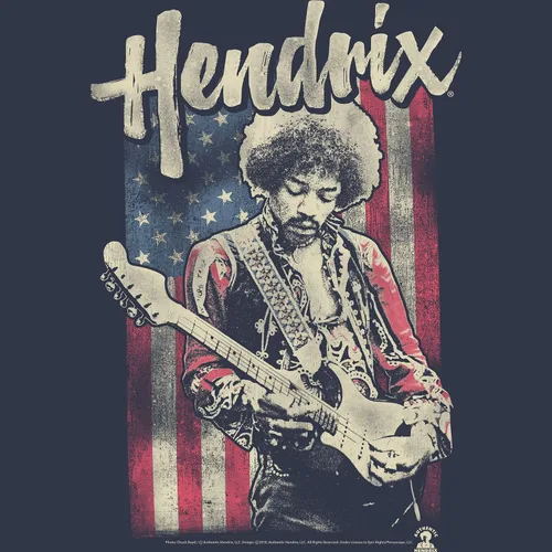 Vista 2 de Jimi Hendrix 1960's Psychedelic Musical Icon USA Flag Camiseta desgastada