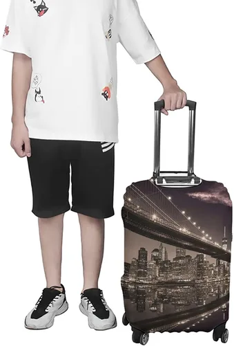 Vista 7 de Funda lavable para equipaje, protector de maleta, decoración de puente de Brooklyn, se adapta a maletero de 22 a 24 pulgadas, para viajes, verano