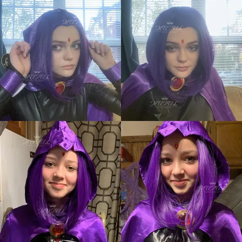 Vista 7 de Peluca Corta Púrpura Cosplay Peluca Corta Bob Púrpura Peluca de Halloween para Disfraces de Mujeres Púrpura/Bob