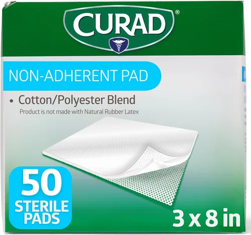 Vista 9 de Curad Almohadillas estériles no adherentes, suaves, perforadas, absorbentes, algodón/poliéster, 2" x 3", estériles, 100 almohadillas