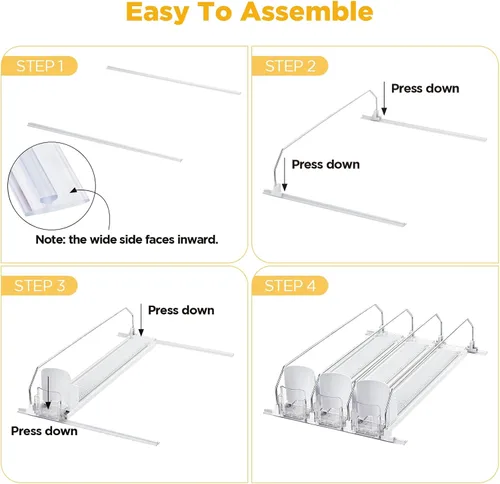 Vista 6 de OTraki Organizador de bebidas para refrigerador, dispensador de bebidas de 3 filas para refrigerador, dispensador de soportes de latas de ahorro
