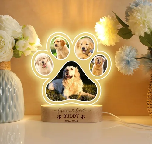 Vista 5 de LOVELYPOD Luz nocturna personalizada con foto de perro, regalo conmemorativo para perros, placa conmemorativa para mascotas, regalo de foto