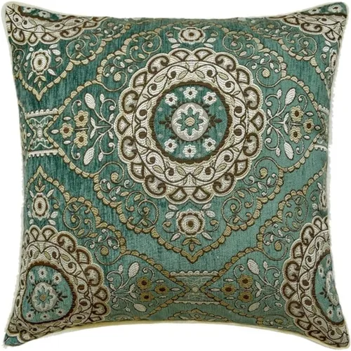 Vista 173 de The HomeCentric Funda de almohada con cremallera, funda de cojín azul de 12 x 12 pulgadas, funda de cojín de algodón bordado para sofá, diseño